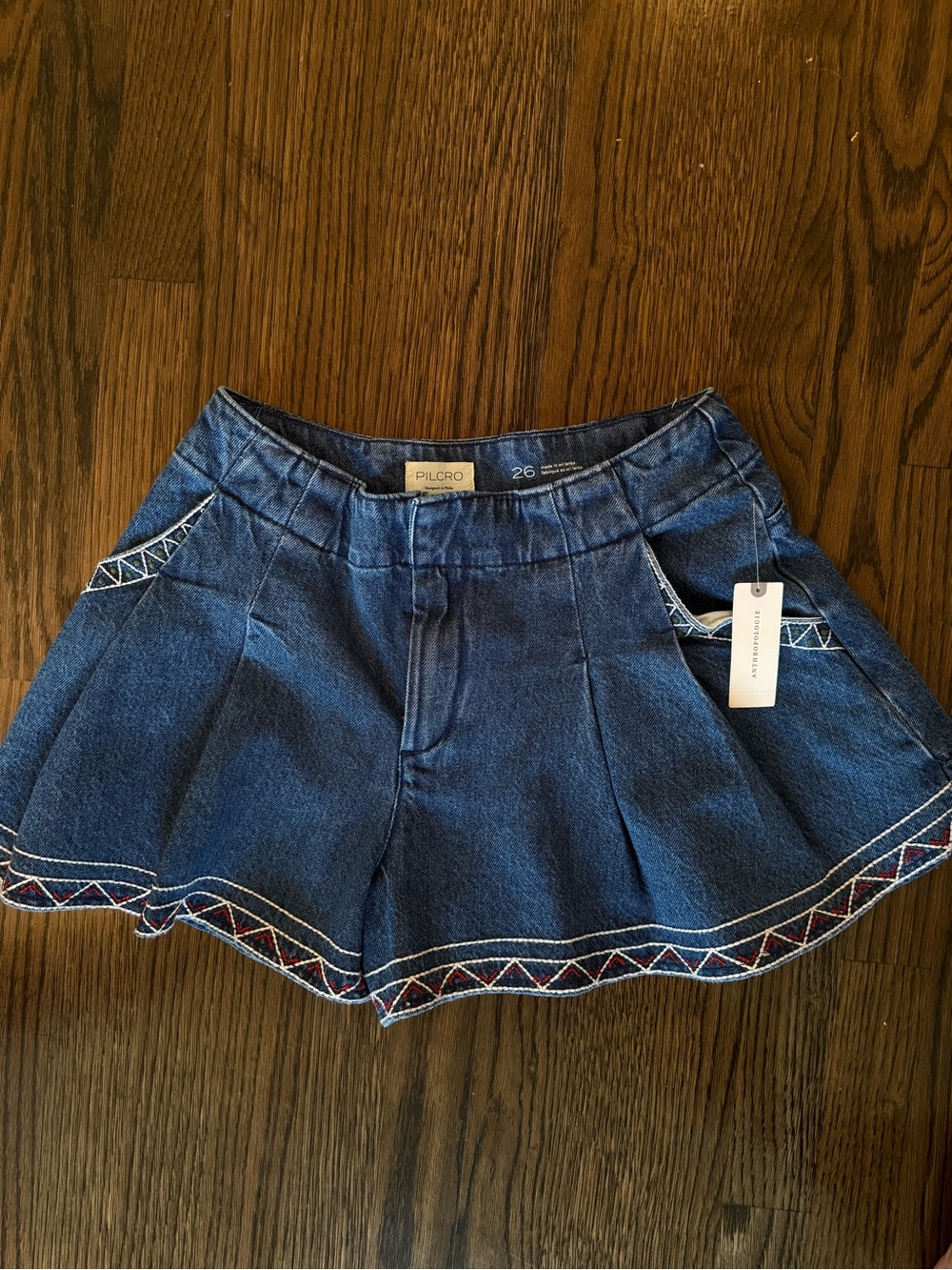 Pilcro Embroidered Denim Shorts